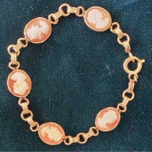 Vintage 1/20 12k GF Gold Filled Cameo Bracelet - 7.5"